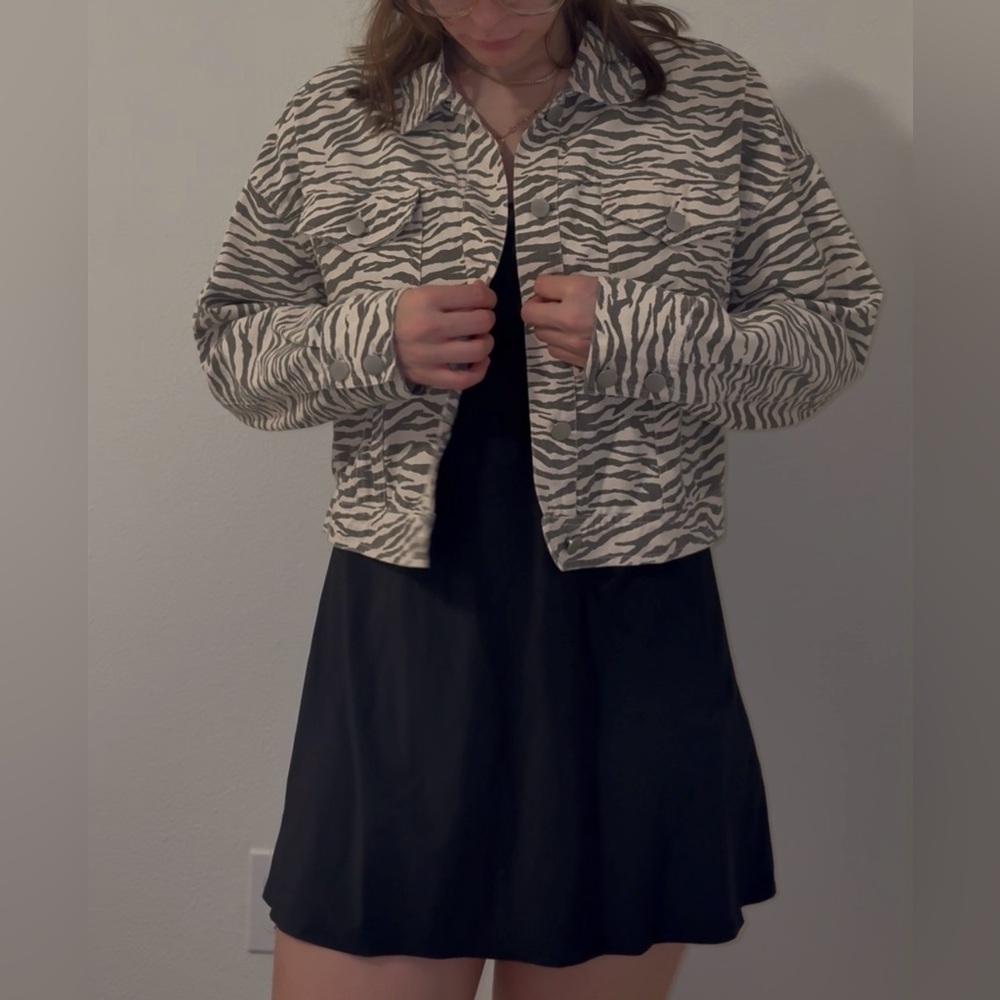 Le Lis Boutique Zebra Print Women's Denim Jacket